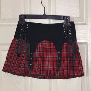Tripp NYC vintage raw hem mini plaid skirt